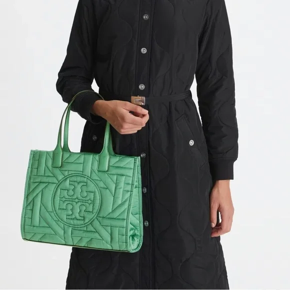 New Tory Burch Ella Basketweave Small Tote - Picture 8 of 8